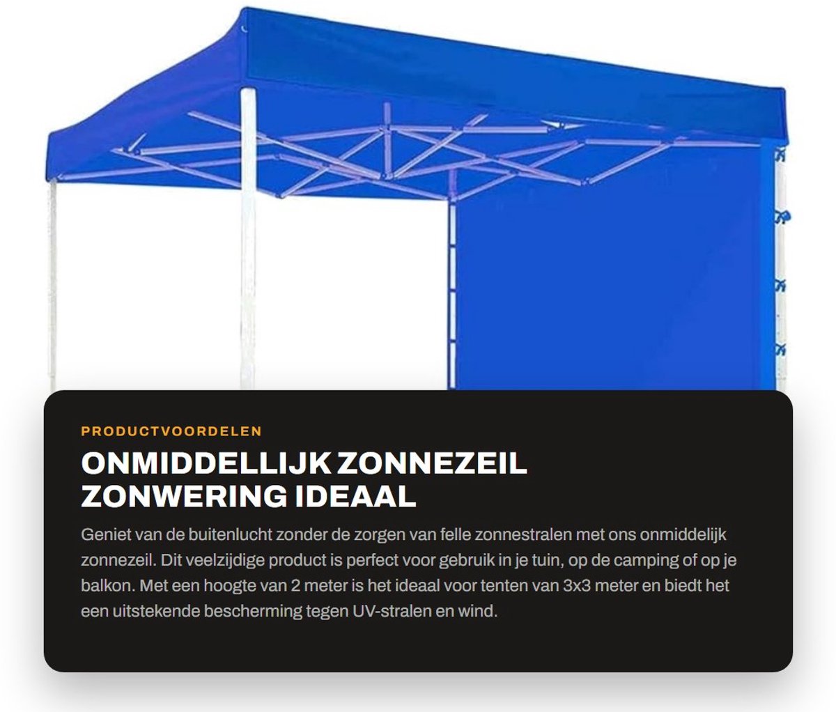Dailygoods- Zonnezeil Waterdicht 2m Hoog - Zonwering - Schaduwdoek - Terras - Tuin - Eenvoudig te Installeren - Tentzeil