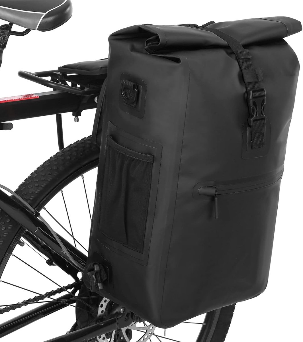 Fietsrugzak Converteerbaar - Bagagedragertas Schoudertas - Woon-werkverkeer Reizen - Waterdicht PVC - 3 Inch - Zwart