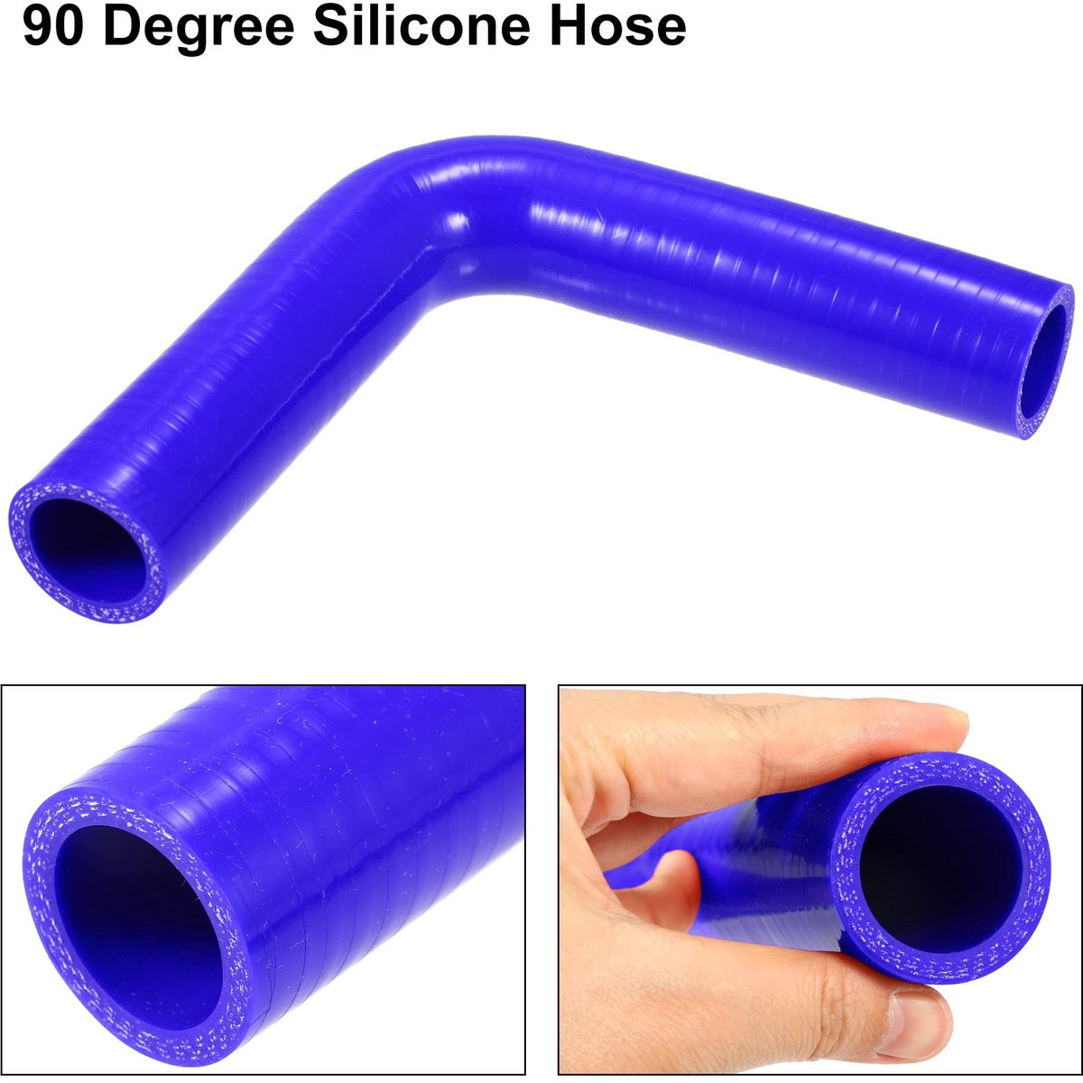 Dailygoods- Koppelstuk Universeel 28mm - Silicone Slang - 90 Graden Elleboog - Zwart/Blauw - Schokbestendig - Lange Levensduur - Siliconenslang