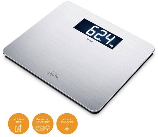 Beurer GS 405 Personenweegschaal Digitaal – Digitale weegschaal - Groot Display - Tot 200 kg – RVS – 5 Jaar Garantie