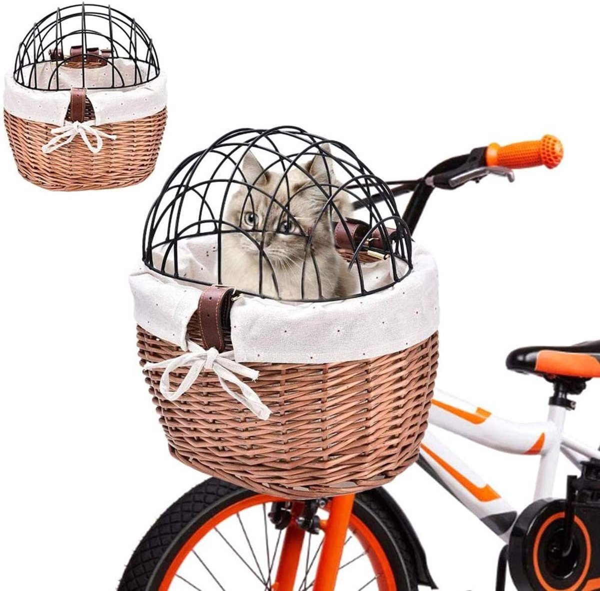 Dailygoods- Fietsmand Honden - Rieten Mand - Transportmand Huisdieren - Eenvoudig te Demonteren - 30x25x20cm - Lichtgewicht 415g - Hondenmand