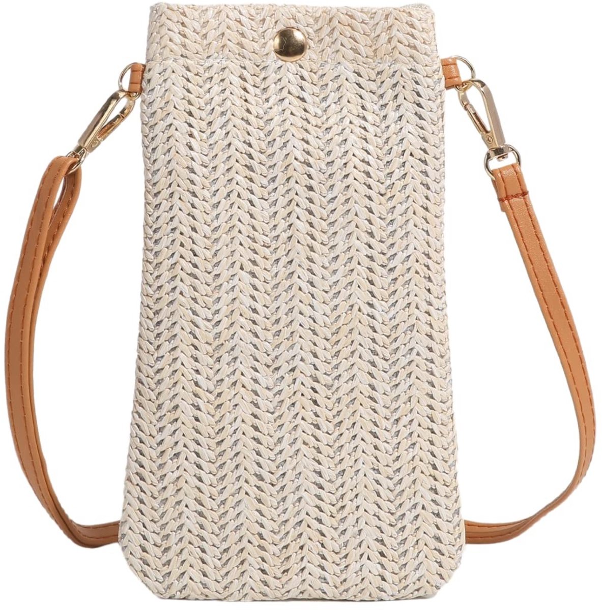 Dailygoods - Schoudertassen, casual geweven stro geweven tassen voor dames, geweven schoudertassen, mobiele telefoontassen