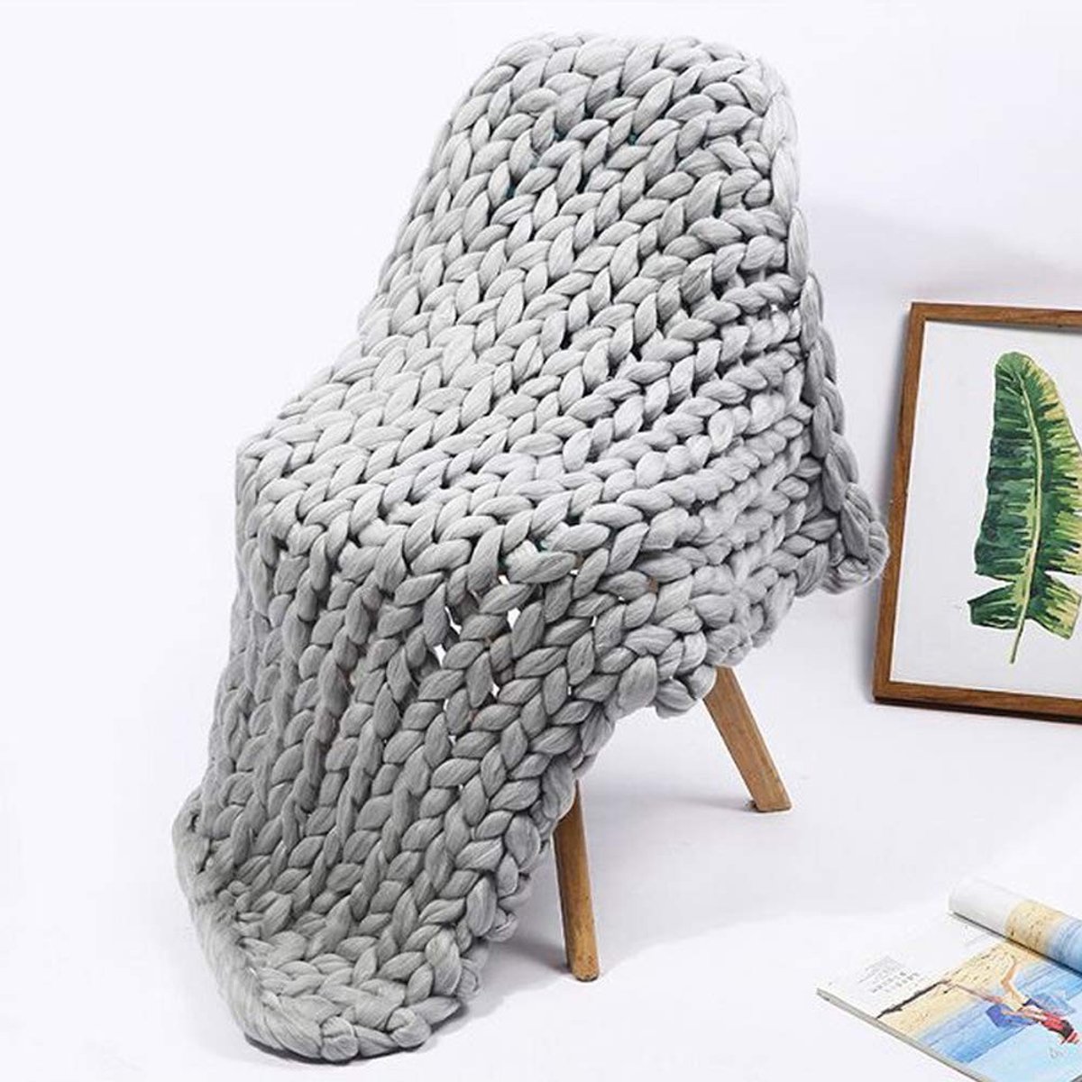 Dailygoods- Gebreide Deken Handgemaakt - Knuffeldeken Volwassenen - Bankdeken - Babydeken - Fotodeken - Zacht Dik Breigaren 50x50 cm