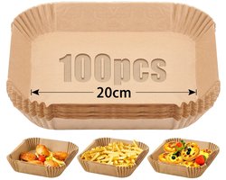 Dailygoods - Mbsomnus 100 stuks Airfryer-bakpapier, 20 cm, bakpapier voor heteluchtfriteuse, vierkant, waterdicht, oliebestendig, anti-aanbaklaag, voor braadpan, magnetron, oven