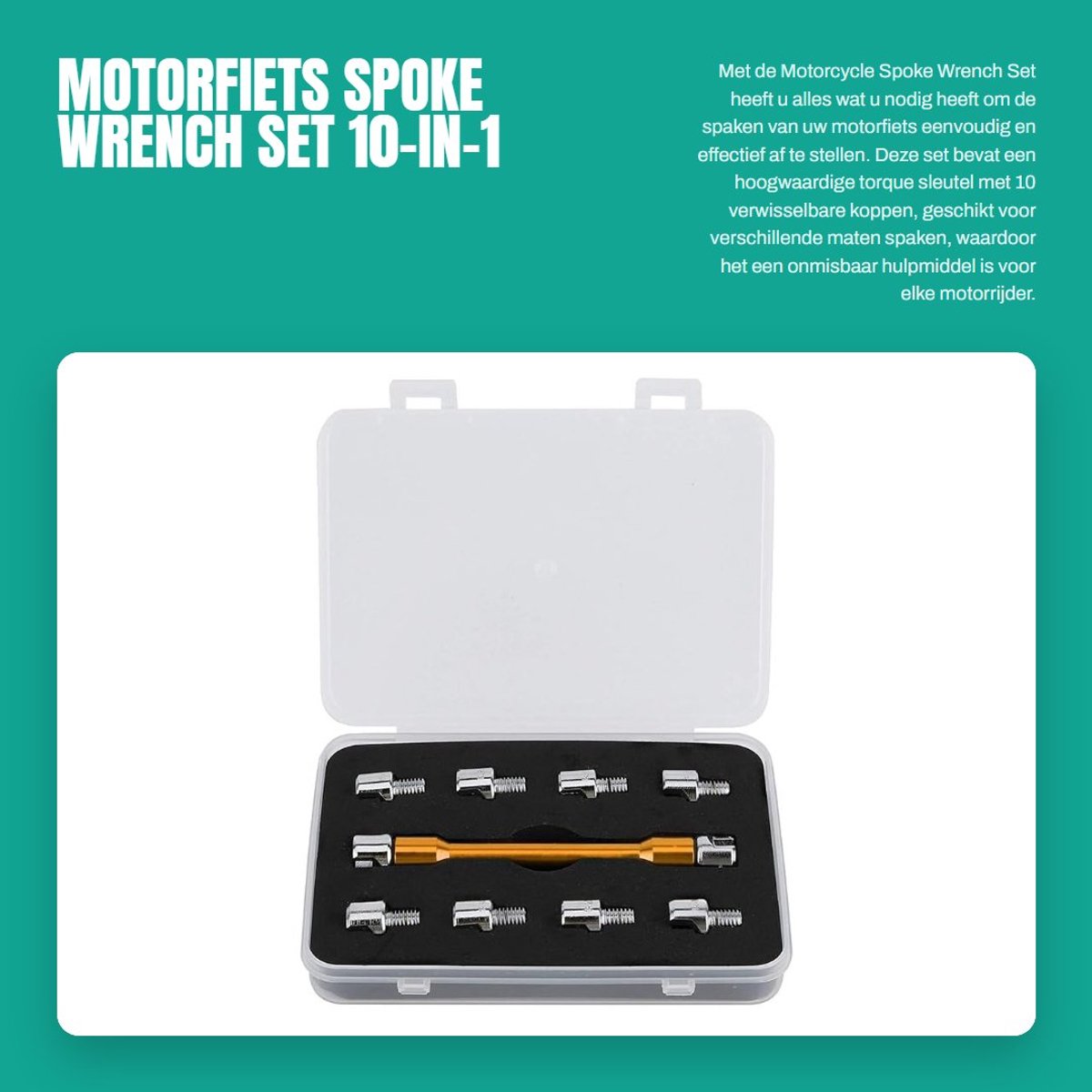 Dailygoods- Spakenmoer Set 10 Verschillende Maten - CNC Sleutel 5.0-6.8 - Geschikt voor de Meeste Motorfietsen - Aluminium/ijzer - Lengte 93mm - Spakenwrench
