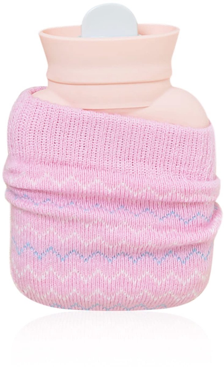 Dailygoods- Warmwaterkruik 320 ml - Siliconen - Gebreide Mouwen - Explosiebestendig - Antiverbrandend - Pijnverlichting - Warmwaterzak