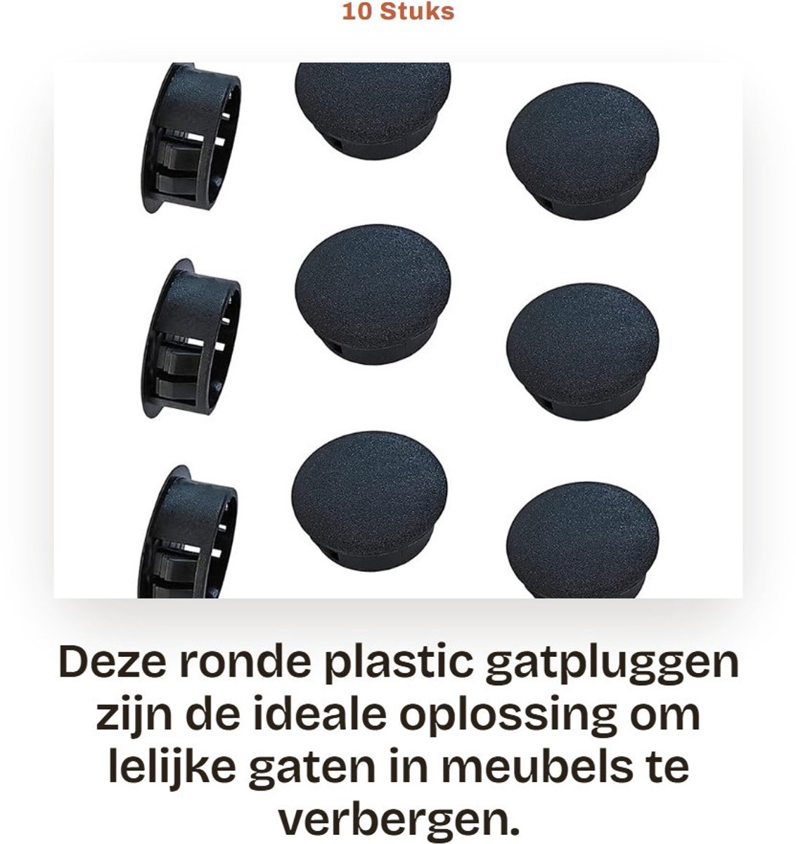 Dailygoods- Gatpluggen 10 Stuks - Ronde Plastic Stekker - Klikbare Vergrendelingsgat Cover - Kunststof Doppen - Voor Gaten 25mm - Hoogwaardig Nylon