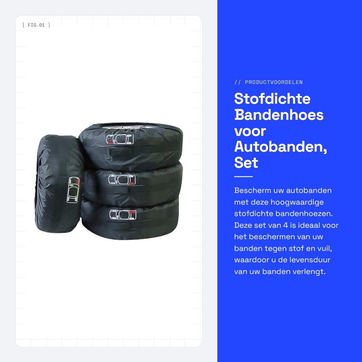 Dailygoods- Bandenhoes Stofdicht - Autobandenhoes - 4 Stuks - Geschikt voor 13-23 inch banden - 210D Oxford doek - Voor SUV's en kleine auto's - Wielhoes