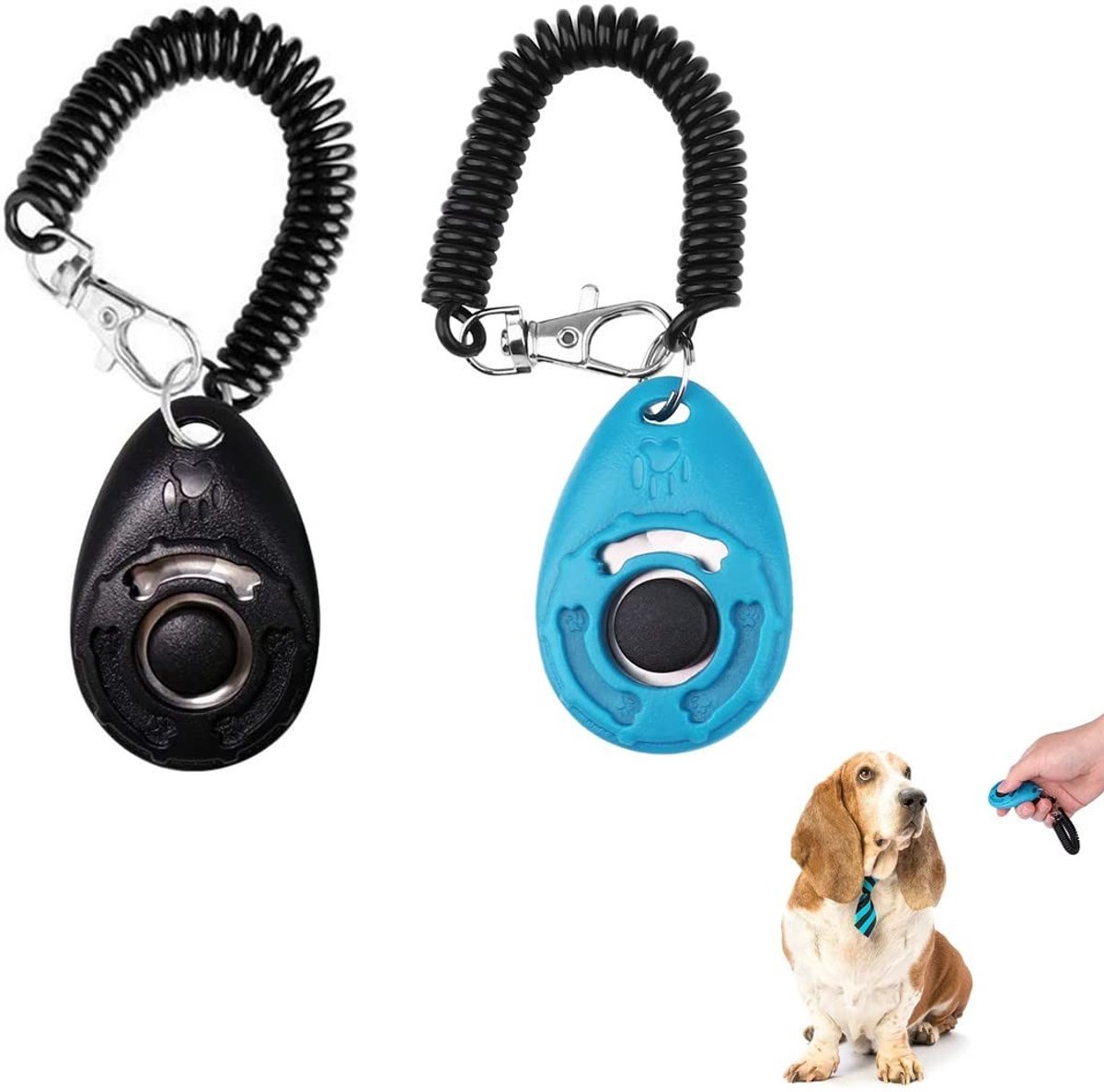 Dailygoods - LICHUAN Hondentraining Clickers, 2 stuks, trainingsgereedschapsset, clicker hondenfluitje, met armband, voor huisdiertraining, professioneel, voor training van honden, katten, vogels, paarden (zwart