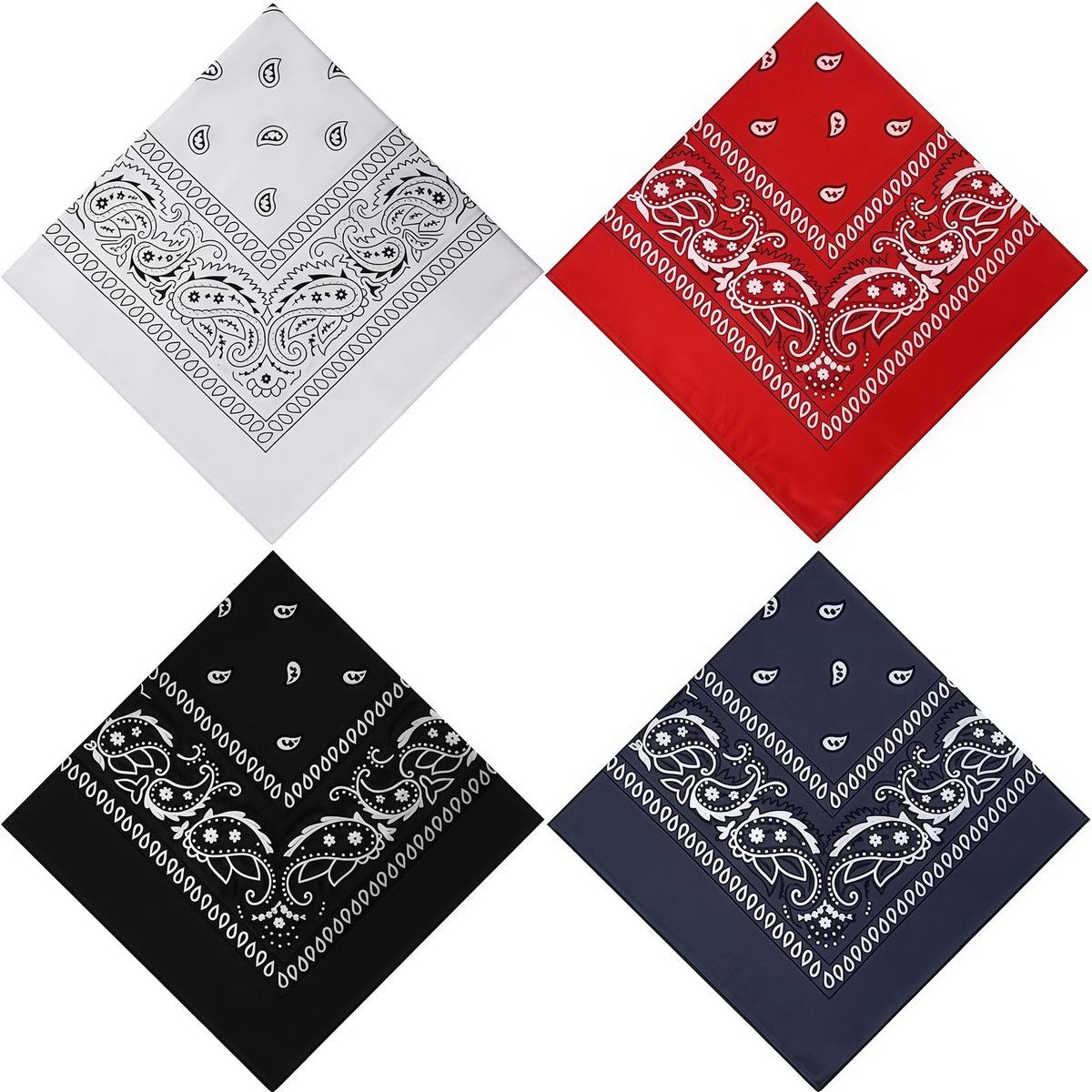 Dailygoods - 4 stuks bandanas - 100% katoen - multifunctioneel - stijlvol - bescherming - paisley ontwerp voor motorrijden en fietsen