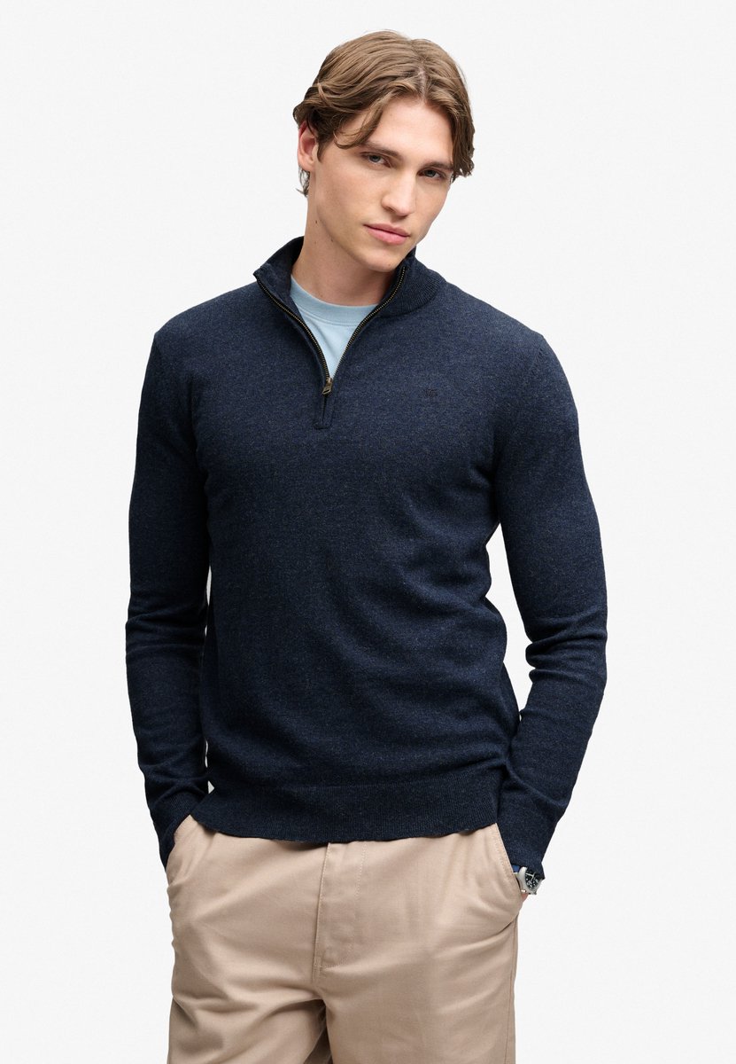 Superdry Essential Half-Zip Sweater Heren Marineblauw