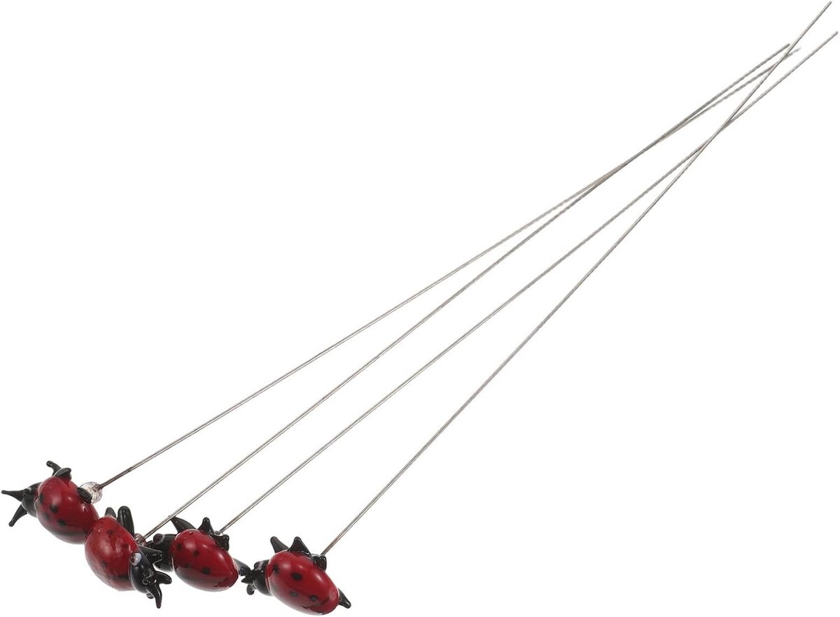 Lieveheersbeestje Tuinstekers - Decoratie Insecten - Tuin Opfleuren - Waterbestendige Decoratie - 4 Stuks - Rood