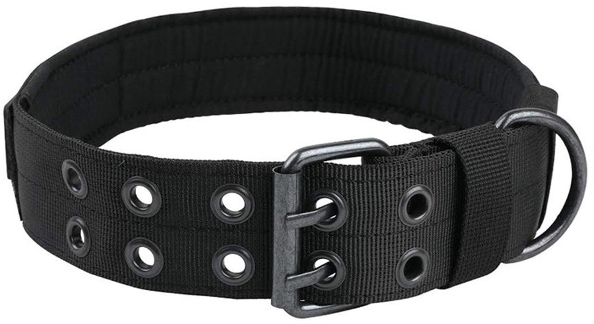 Dailygoods- Hondenhalsband Zware Militaire Kwaliteit - Verstelbare Nylon - Trainingsnekband - Robuust Outdoor Accessoire - Versterkte D-ring - Comfortabele Voering - Hondentuig