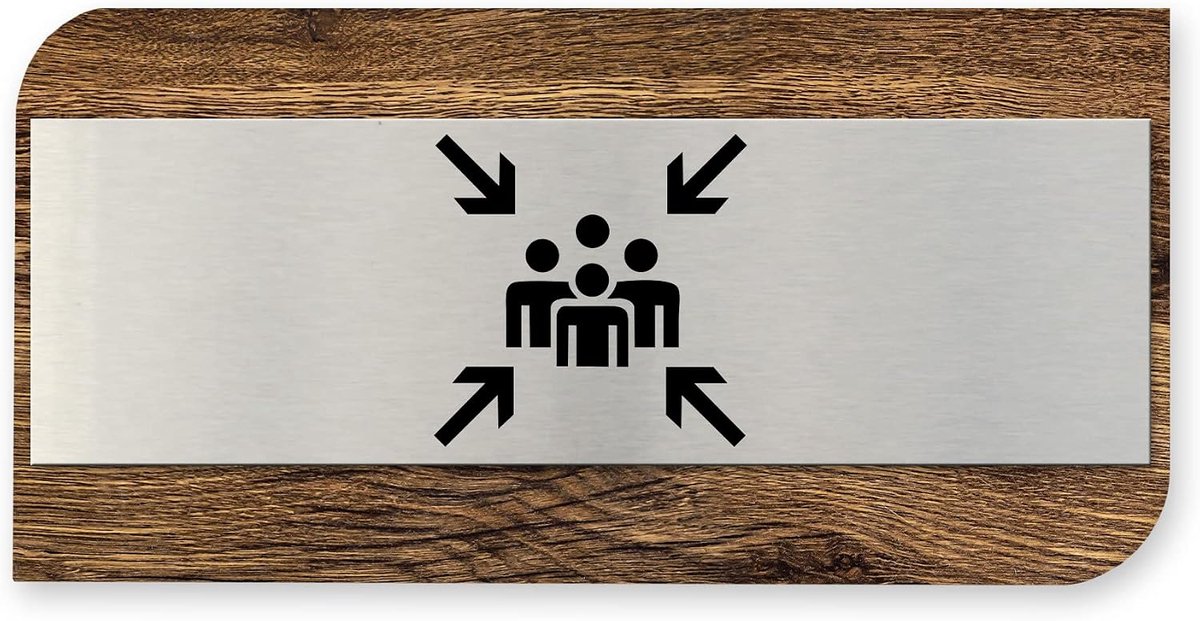 Bedrijfsnaambord - Zichtbaarheid Binnen - Oriëntatie Vergemakkelijken - Moderne Houtlook - 20 x 10 cm - Zilver