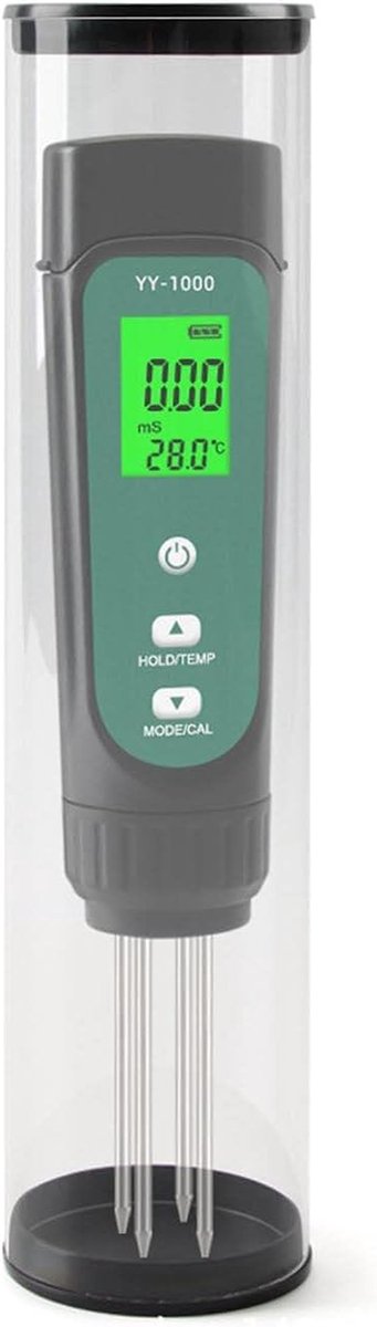 Bodemtester EC Vochtigheid - Grondmeter Planten - Planten Verzorgen - 3-in-1 Meting - 21 cm - Zwart