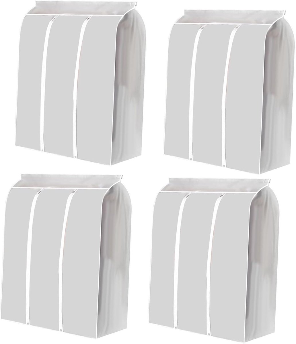 Kledingbeschermer Set - Hangende Hoezen - Kleding Opbergen - Grote Capaciteit - 4 Stuks - Semi-Transparant