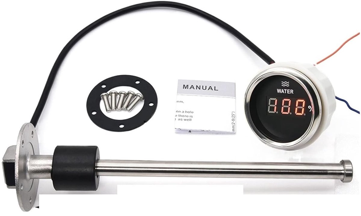 Brandstofniveaumeter - Waterspiegelmeter - Vloeistofniveau meten - Bewegend-magneet principe - 52 mm - Rood LED