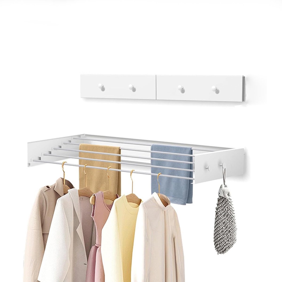 Dailygoods - Inklapbaar droogrek voor wandmontage - Ruimtebesparend en eenvoudig te installeren