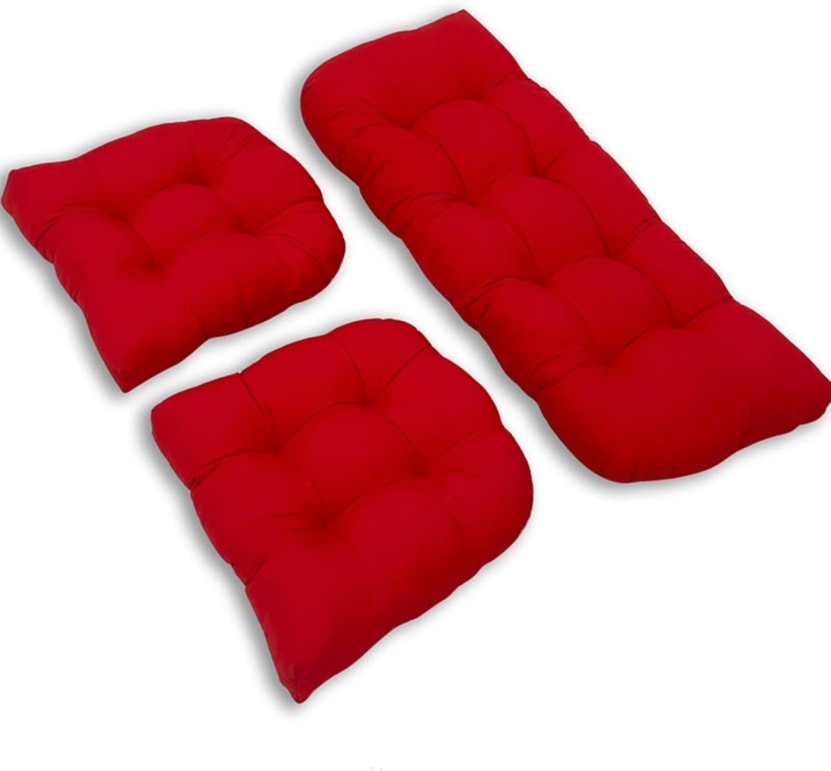 Terraskussens Set - Buitenmeubilair Kussens - Comfortabel Zitten - Getuft & Omkeerbaar - 3-delig - Donkergrijs