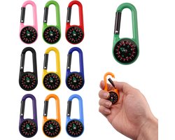 Dailygoods- Kompas Sleutelhanger 10 Stuks - Multi-color Mini Survival Kompas - Kunststof - Karabijnhaak - Outdoor Kompas - 69x30mm - Survivalkompas