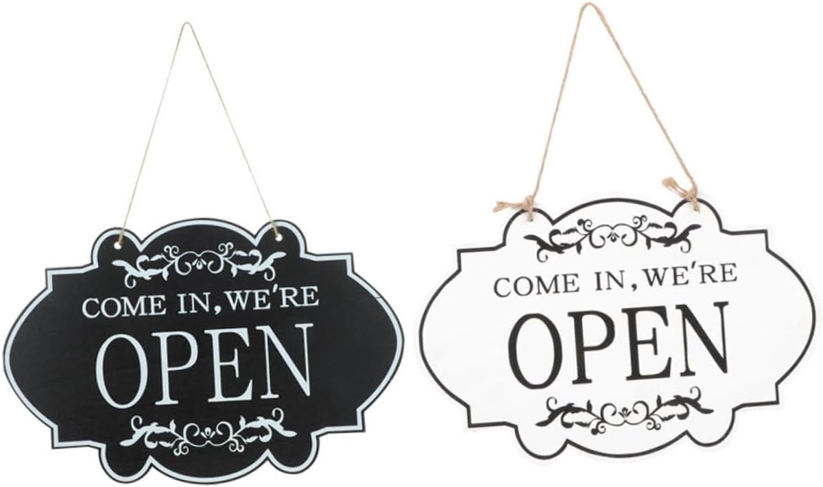 Deur Hanger - Open Gesloten Bord - Bedrijfsstatus Tonen - Dubbelzijdig Ontwerp - 30x20 cm - Zwart Wit