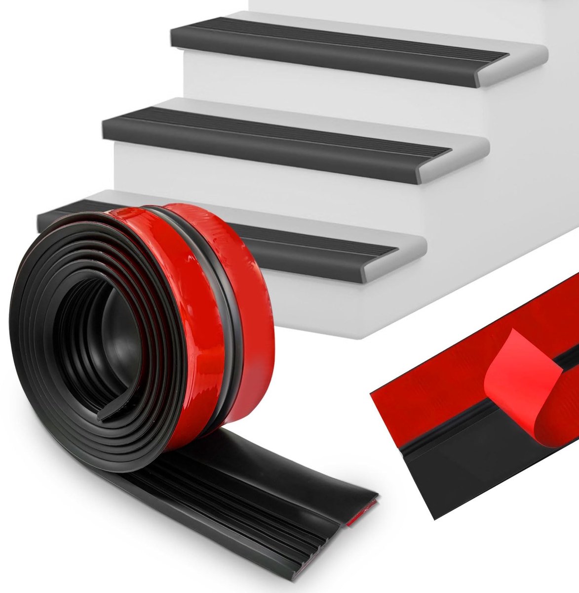 Dailygoods- Traprandprofiel 4 m - Zelfklevend - Antislip - Waterdicht - Duurzaam Rubber - Bescherming Trapranden - Trapbescherming