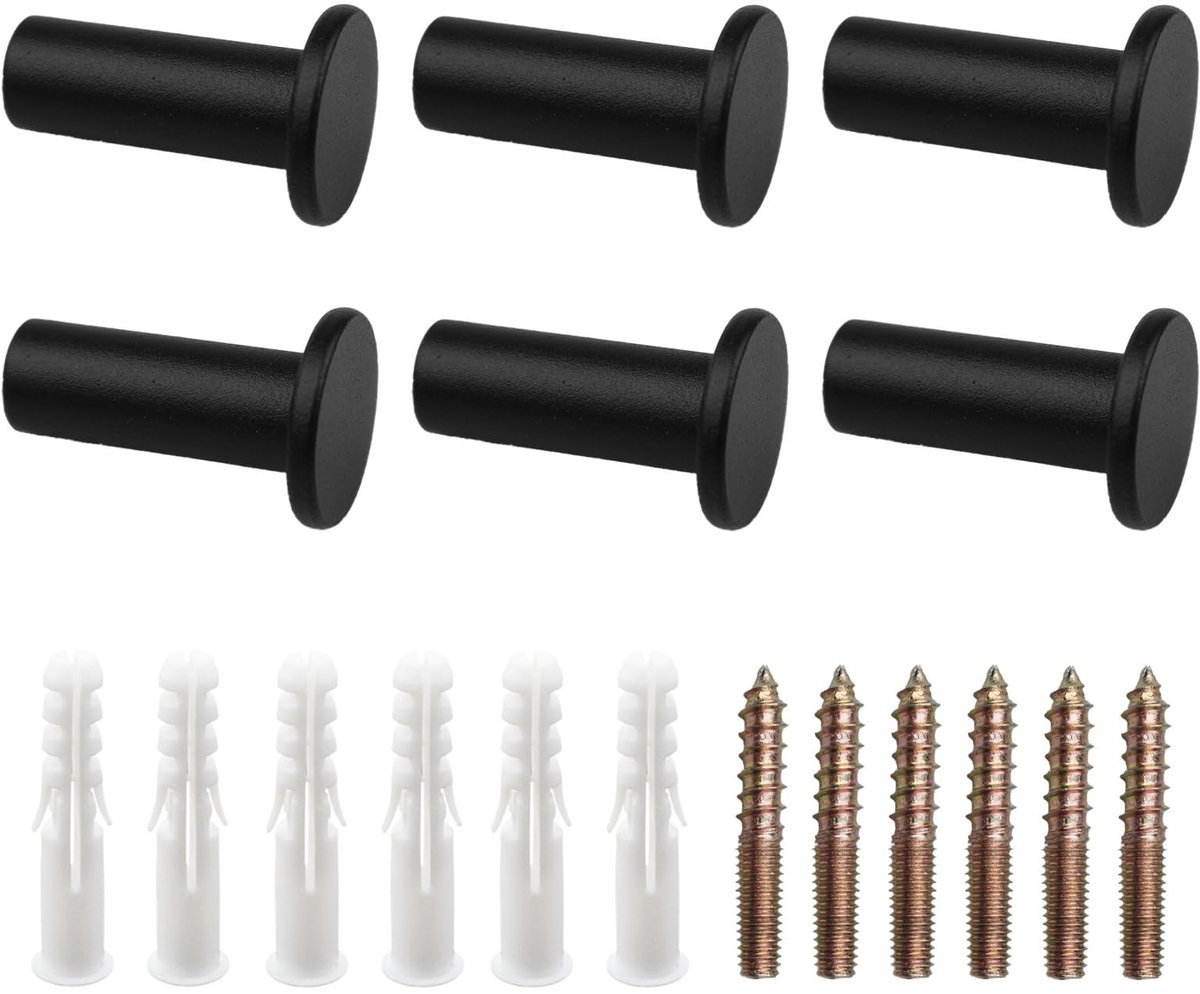 Dailygoods- Handdoekhaak 6 Stuks - Wandhaak Zwart - Handdoekhouder - Kledinghaak - Schroefhaak - Eenvoudige Installatie
