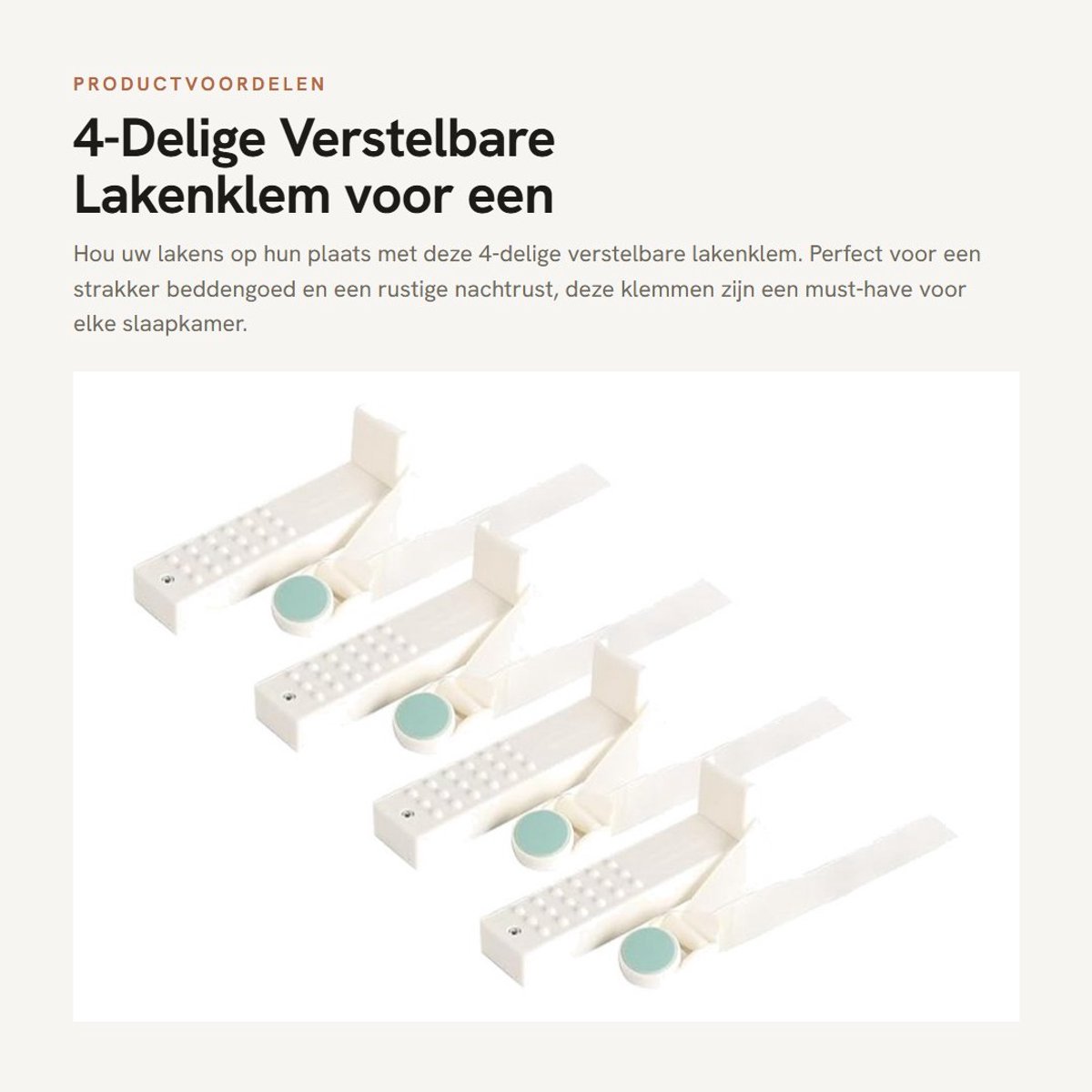 Dailygoods - 4-Delige Verstelbare Lakenklem voor een Net Bed