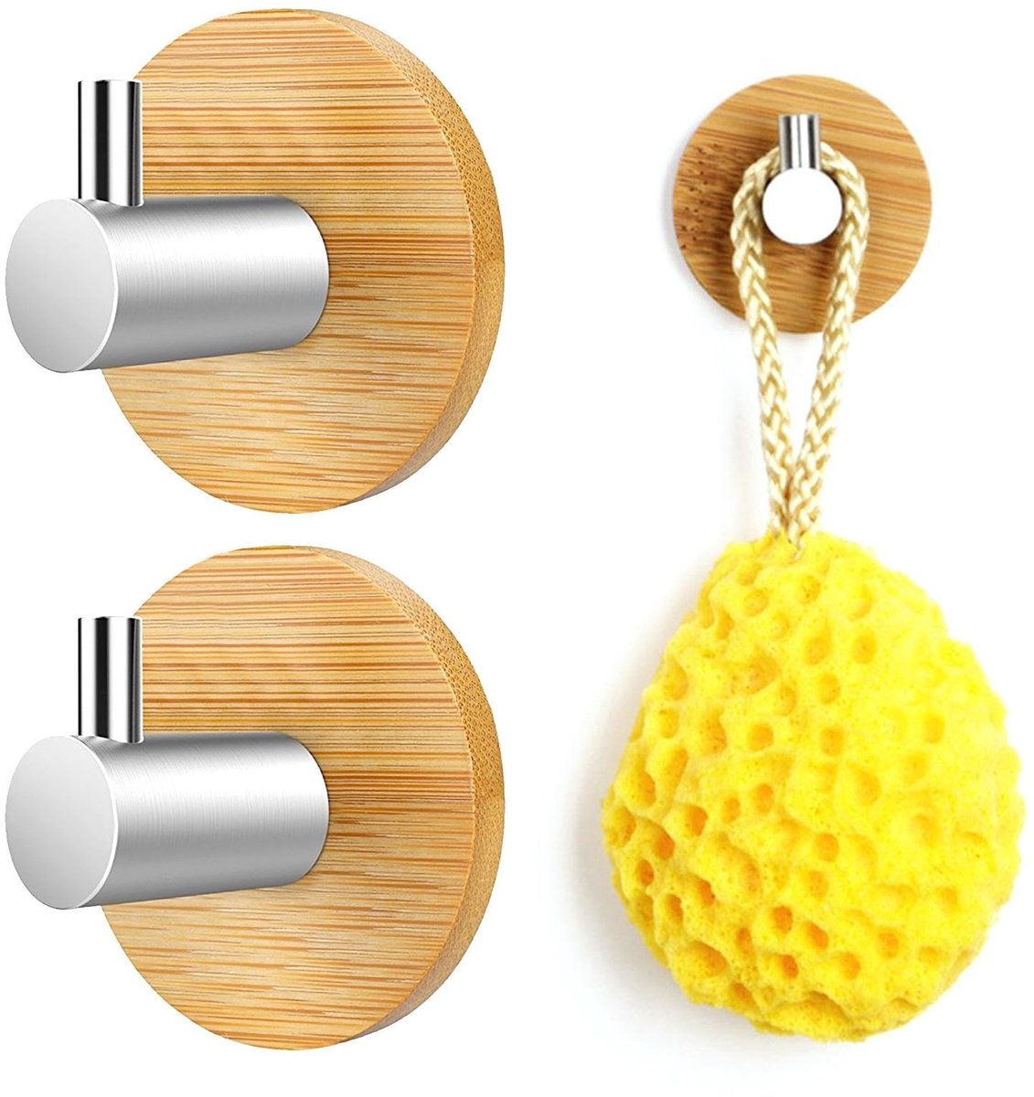 Dailygoods- Zelfklevende Haken - Waterdichte Houten Haken - 2 Stuks - Eenvoudig te Installeren - Ideaal voor Badkamer/Keuken - Bestand tegen Vocht - Wandhaken