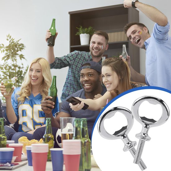 Dailygoods- Flesopener Set 8 Stuks - Multifunctionele Flesopeners - Kurkentrekker - Bieropener - Sleutelhanger - Zilveren Ijzer van Dailygoods — afbeelding 4