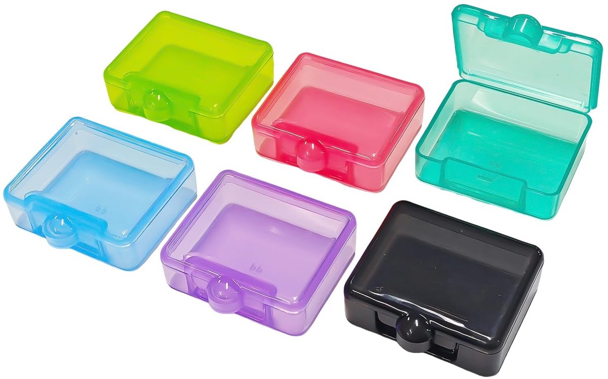 Dailygoods- Medicijnbox 6 Stuks - Draagbare Opbergdoos - Reismedicijndoos - Kunststof - Verzegeld - Lichtgewicht 4,6 x 4,5 x 1 cm