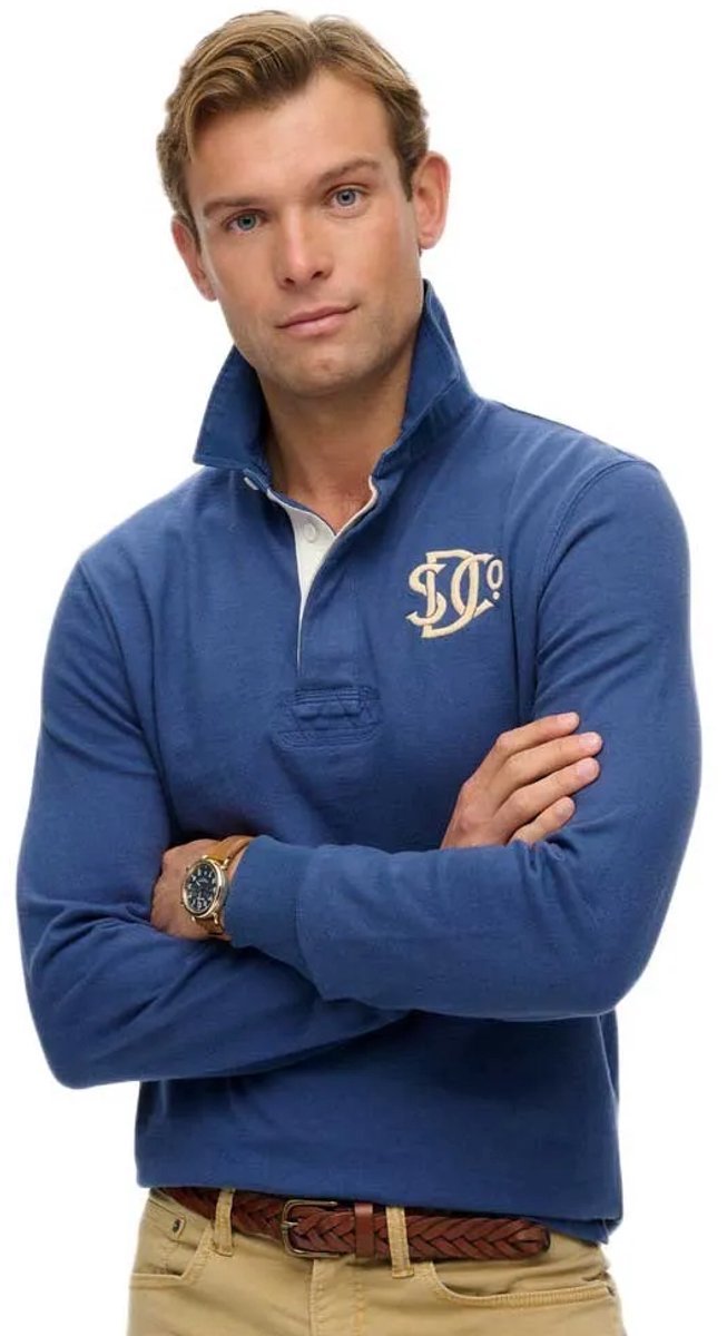 Superdry Vintage Athletic Rugby Shirt Heren Tops Blauw