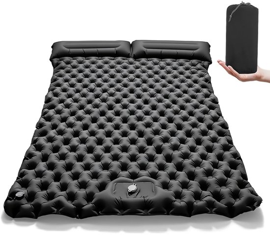 DIMICO - 2 Persoons Luchtbed - Slaapmat met Kussen - Kampeerbed - Zwart - Lichtgewicht - 190x120cm - Ingebouwde Voetpomp van Dimico — afbeelding 5