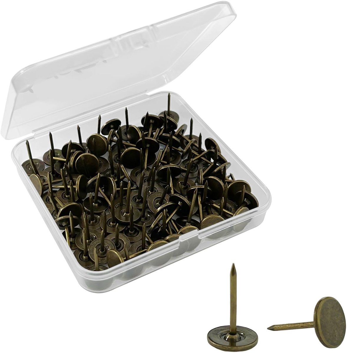 Dailygoods- Duimspijkers 100 Stuks - Platte Kop - Duurzaam Metaal - Prikbord/Foto Wand - Hout/Stof - Esthetisch Aantrekkelijk - Punaises