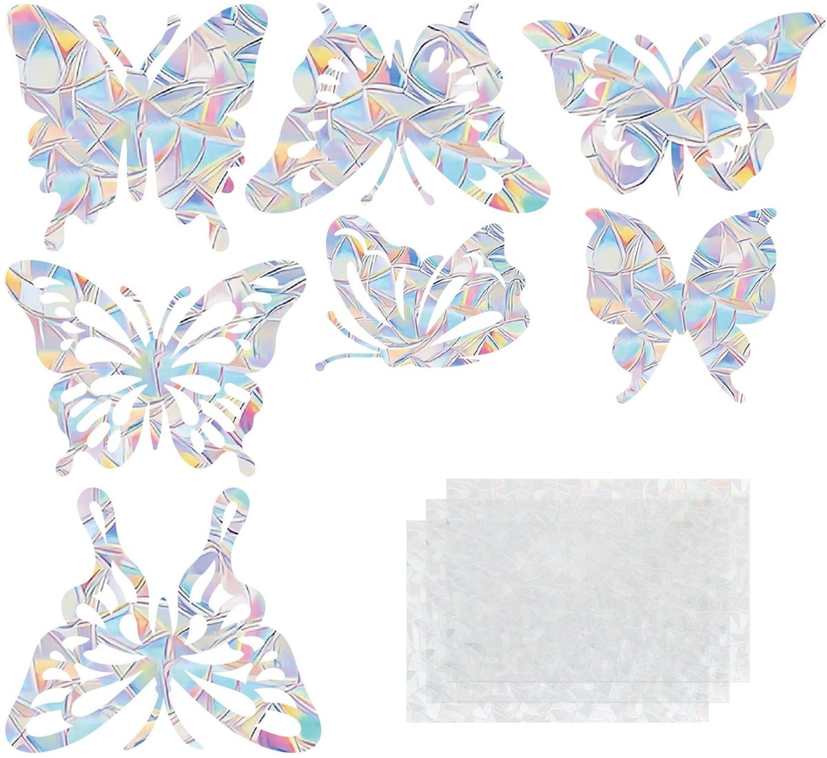 Dailygoods- Raamstickers Vogelbescherming - Decoratieve Stickers - 3 Vellen - 21 Stuks - Regenboogkleuren - Aanpasbare Decoratie - Raamfolie