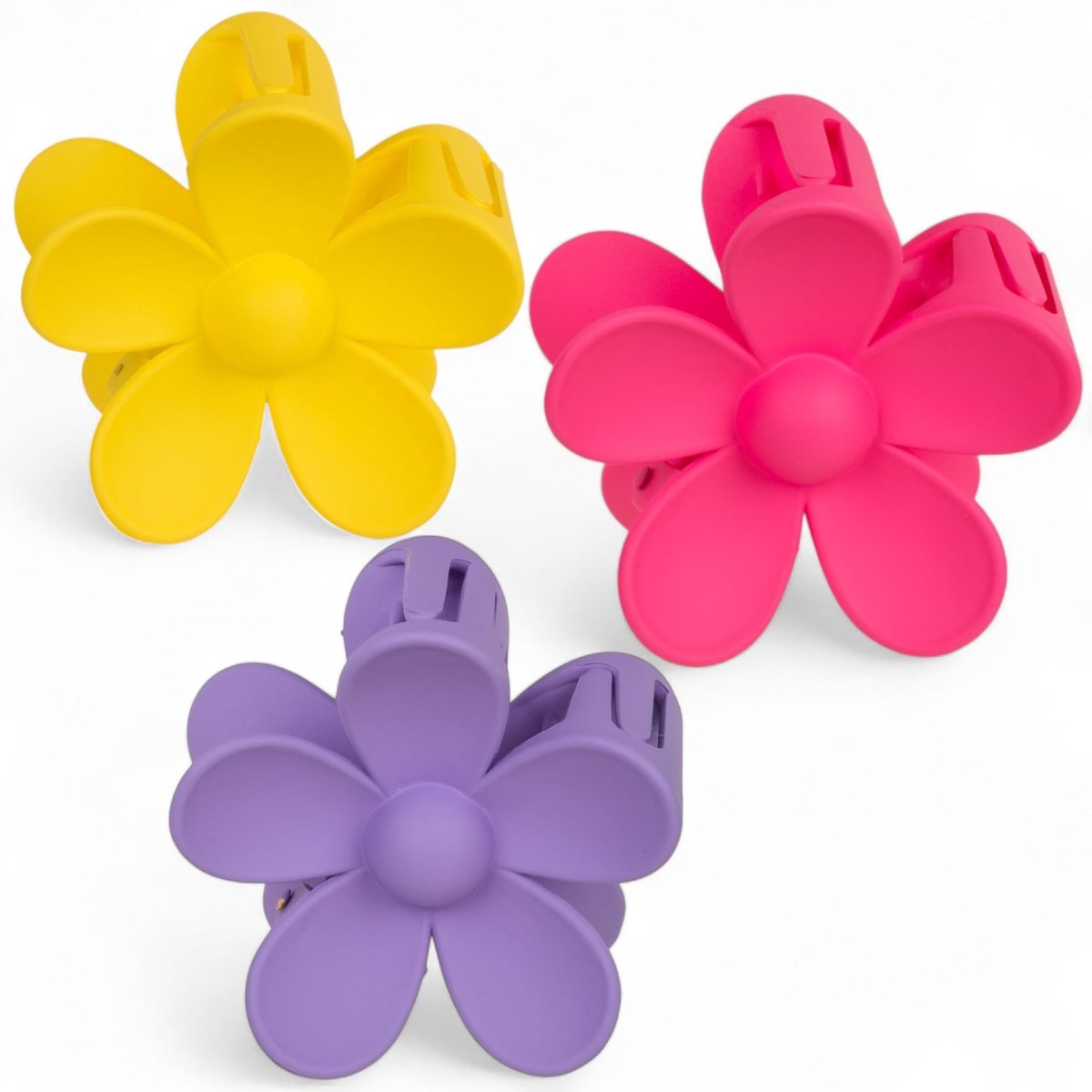 Haarklemmen 3-delige set - Bloemendesign - 7 cm - Kunststof - Sterke haarspelden - Ergonomische vorm