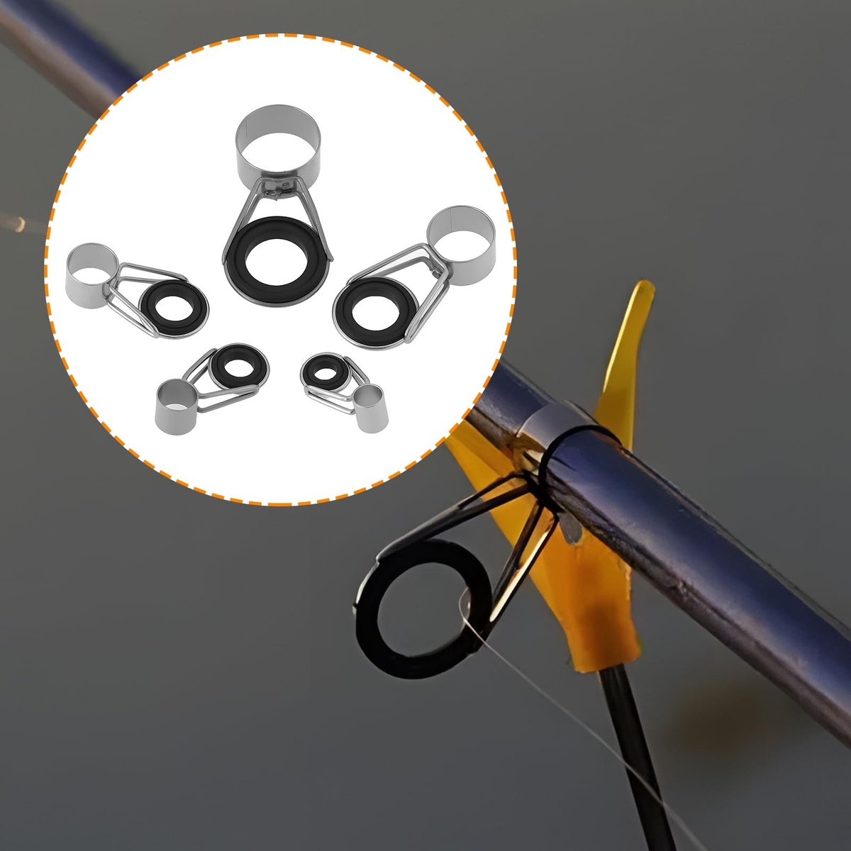 Dailygoods- Hengel Gids Tip Reparatie Kit - 6 Maten 4/5/6/8/11/15/20mm - Roestvrij Staal - Slijtvaste Keramische Ring - Universeel Ontwerp - Geschikt voor Zee Hengel Accessoires - Hengelgids