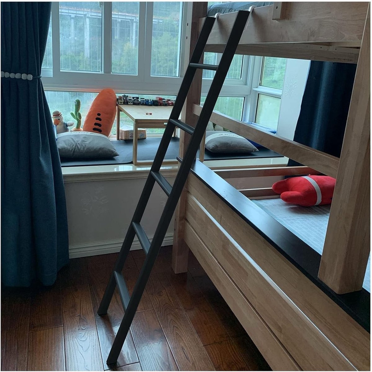 Metalen Ladder - Hoogslaper Ladder - Veilig Bed Bereiken - Verstelbaar Gat - Tot 180 cm - Zwart