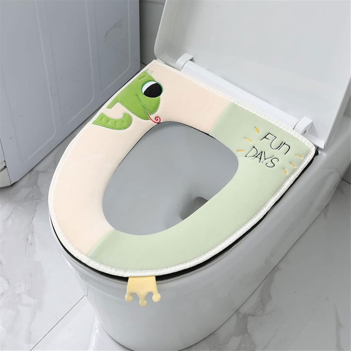 Toilethoes Kussenset - Toiletzitting Pad - Winter Comfort - Zacht Wasbaar Materiaal - Universeel - Grijs