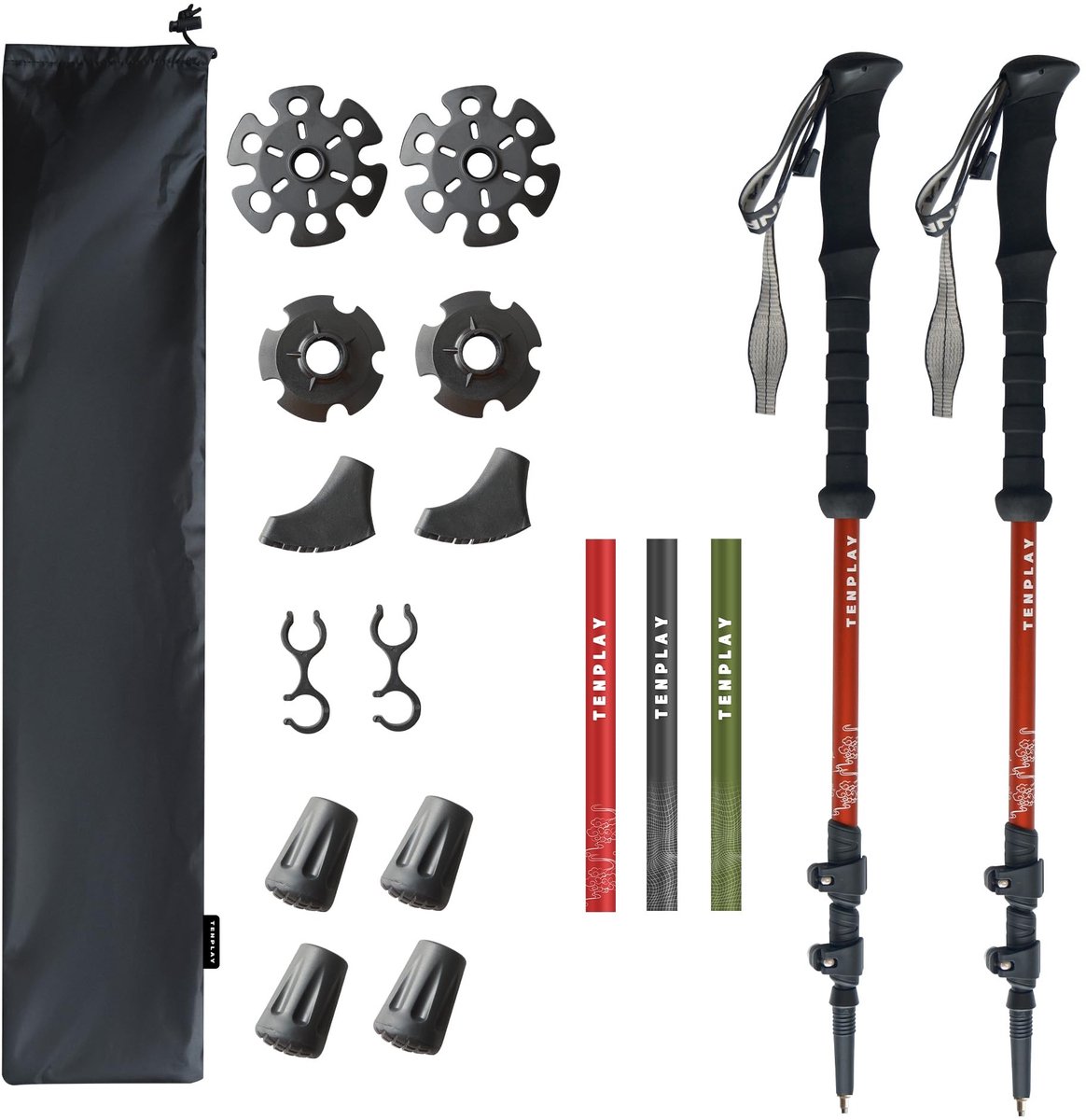 Dailygoods- Trekkingstokken Ultralicht 7075 Aluminium - Opvouwbaar 135cm - EVA Antislip Handvat - Duurzaam - Voor Wandelen/Bergbeklimmen - Wandelschoenen