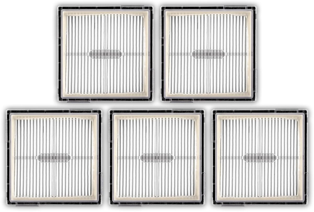Dailygoods- HEPA-filters 5 Stuks - Vervangende Filters - Compatibel met Roborock Q10 S5/Q10 S5+/Q10 X5/Q10 X5+ - Hoge Kwaliteit - 99,9% Filtratiesnelheid - Stofzuigerfilters