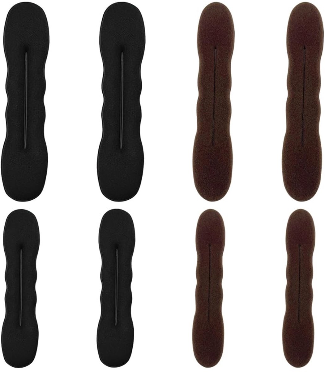 Dailygoods- Haar Bun Maker Set - 8 Stuks - Spons en Draad - 2 Maten - Zwart/Koffie - Perfecte Haar Updo Tool - Haarknot