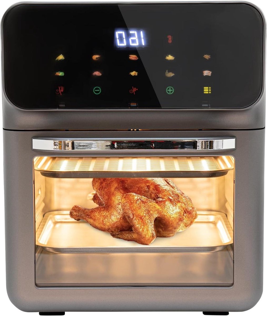 Elektrische Oven - Kleine Oven - Maaltijden Bereiden - Dubbele Verwarmingsbuizen - 13 Liter - Zwart