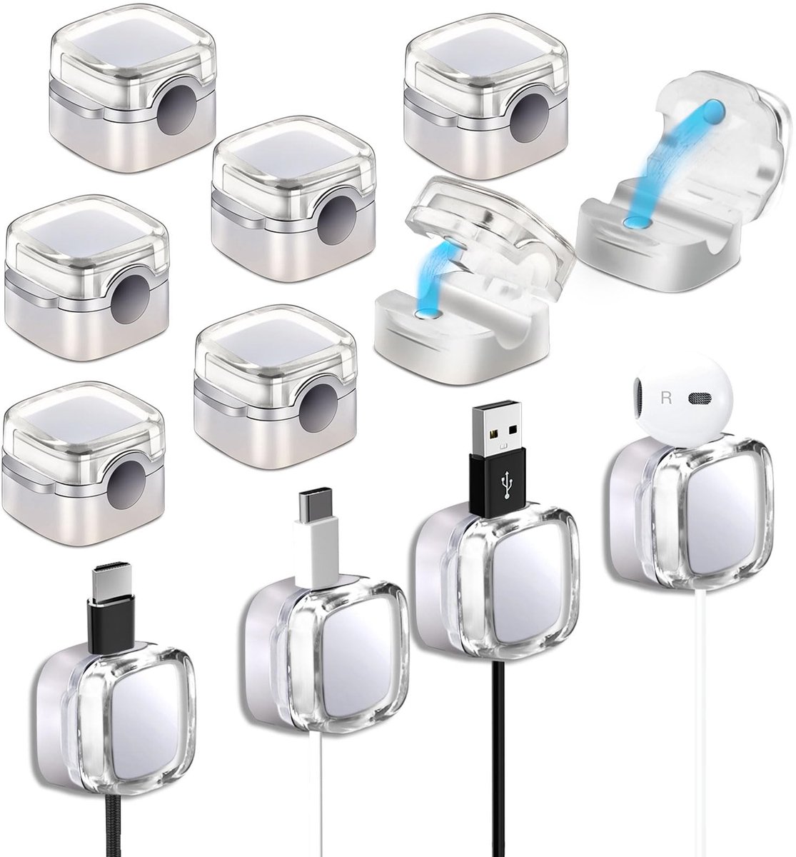 Dailygoods - Magnetische Kabelclips - 14 Stuks Zelfklevende Kabelorganisatoren