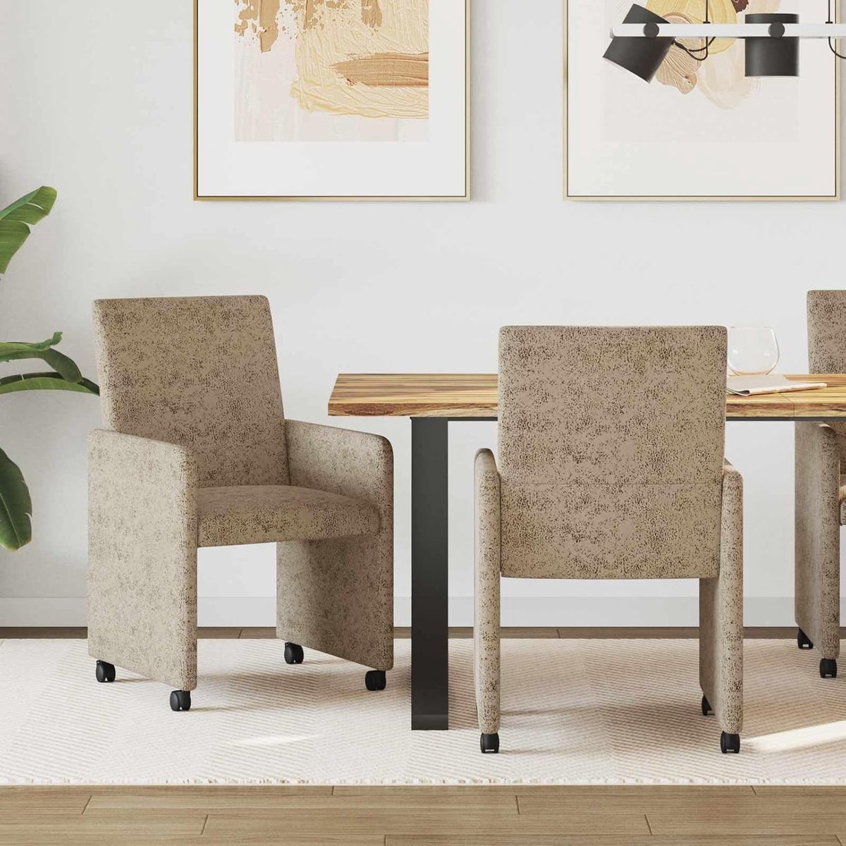 Eetkamerstoelen met wieltjes - Keukenstoelen set - Comfortabel tafelen - Ergonomisch ontwe