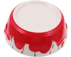 Keramische Voerbak - Huisdier Schotel - Voeren Kleine Dieren - Stabiele Bodem - 9 x 9 x 4 cm - Rood