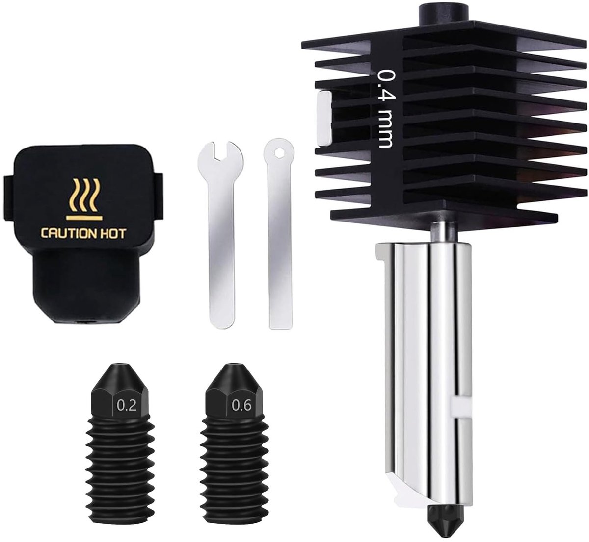 Dailygoods- Hotend A1/A1 Mini - Printkop - Extruder - Vervangbaar mondstuk - Geharde staal - 0,2/0,4/0,6/0,8 mm - 3D-printer