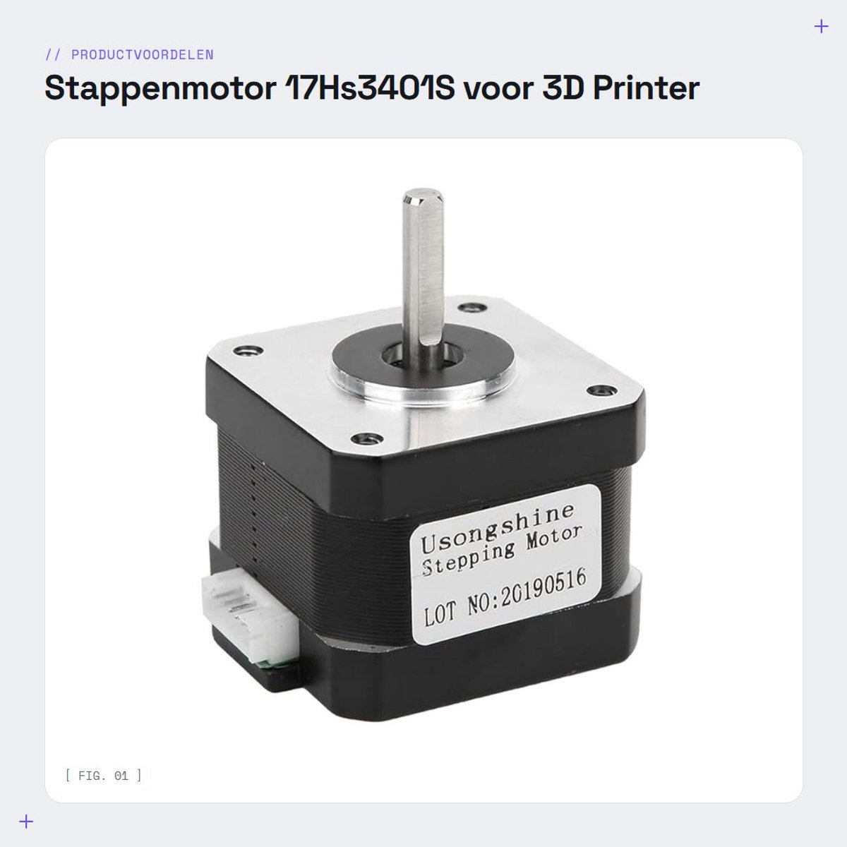 Dailygoods- Stappenmotor 17Hs3401S - 4 Draden - Legering - Printermotor - Nauwkeurigheid + -5% - Temperatuurstijging tot 80℃ - Motor