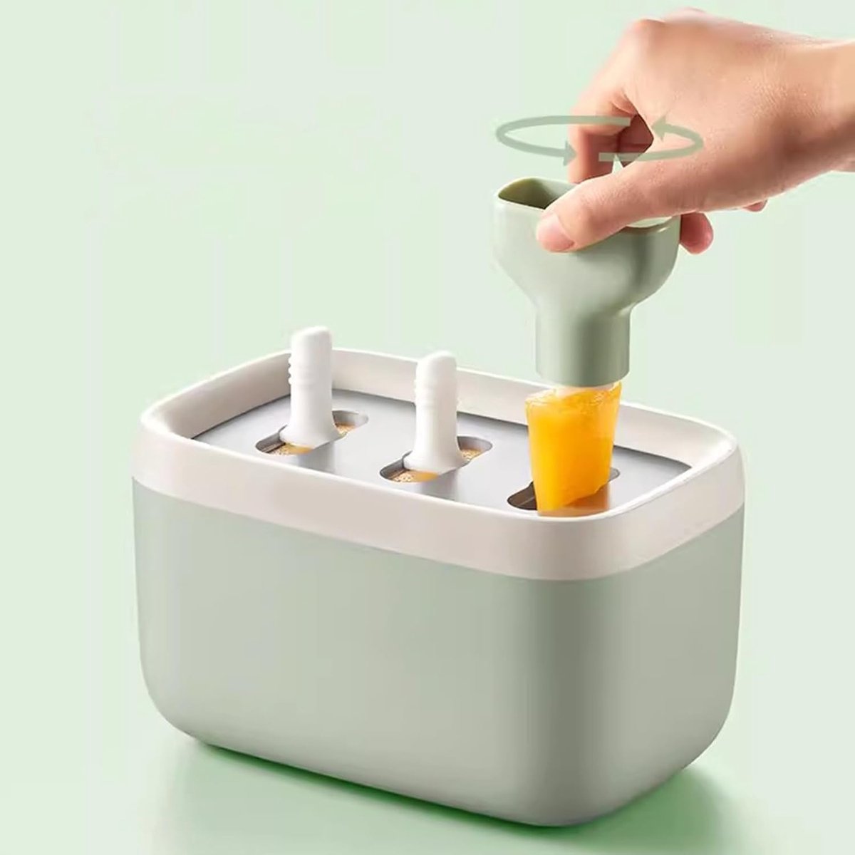 IJsmaker IJslollyvorm - Bevroren Traktaties - Zelf Smaken Maken - Drie Vriestanks - Compact Design - Groen