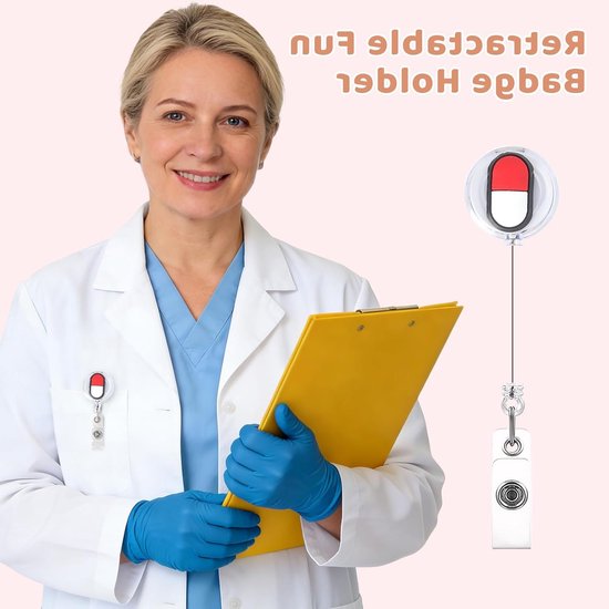 Set van 10 ID-kaarthouders voor verpleegkundigen, schattige badge reels met jojo, trekbare houder voor ID-kaarten, ideaal voor artsen, studenten en verpleegkundigen — afbeelding 3